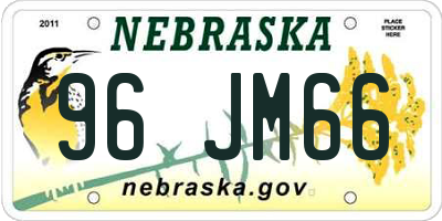 NE license plate 96JM66