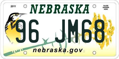 NE license plate 96JM68