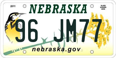 NE license plate 96JM77