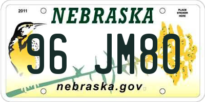 NE license plate 96JM80