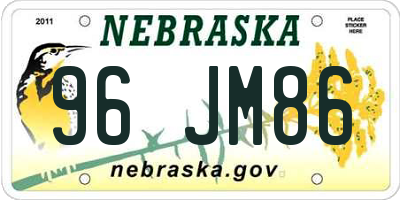 NE license plate 96JM86
