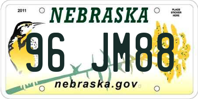 NE license plate 96JM88