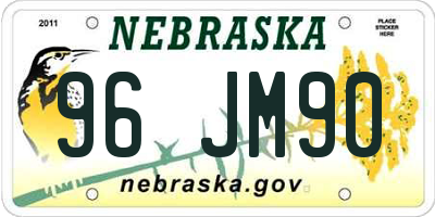 NE license plate 96JM90