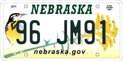 NE license plate 96JM91