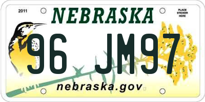 NE license plate 96JM97