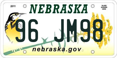 NE license plate 96JM98