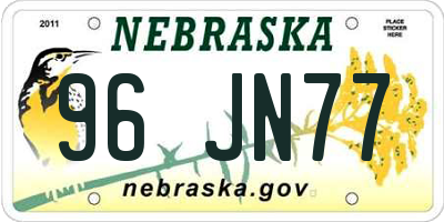 NE license plate 96JN77