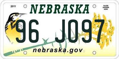 NE license plate 96JO97