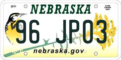 NE license plate 96JP03