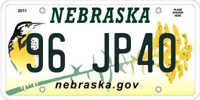 NE license plate 96JP40