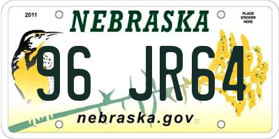 NE license plate 96JR64