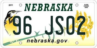 NE license plate 96JS02