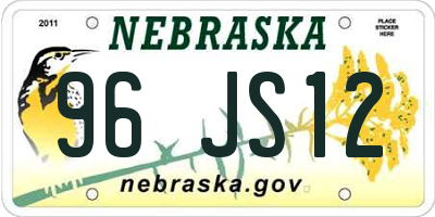 NE license plate 96JS12
