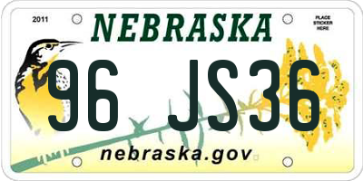 NE license plate 96JS36