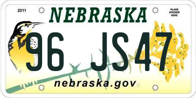 NE license plate 96JS47