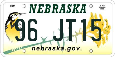 NE license plate 96JT15