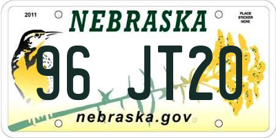NE license plate 96JT20