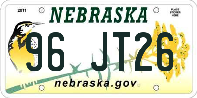 NE license plate 96JT26