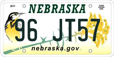 NE license plate 96JT57
