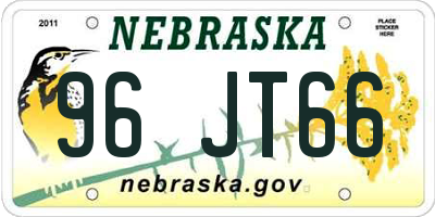 NE license plate 96JT66