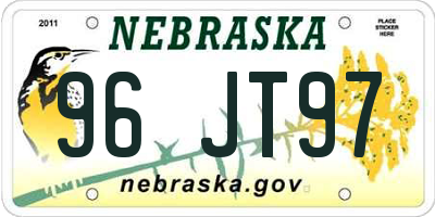 NE license plate 96JT97