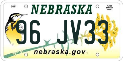 NE license plate 96JV33