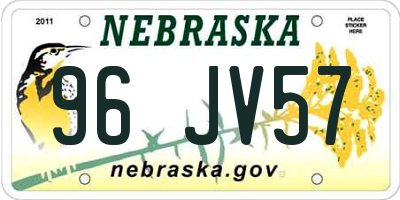 NE license plate 96JV57
