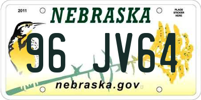 NE license plate 96JV64