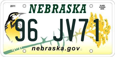 NE license plate 96JV71