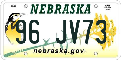 NE license plate 96JV73