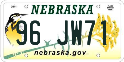 NE license plate 96JW71