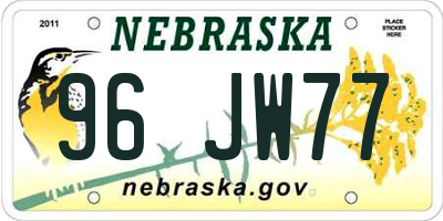NE license plate 96JW77