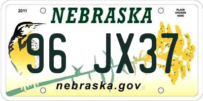 NE license plate 96JX37