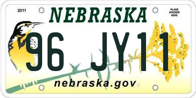 NE license plate 96JY11