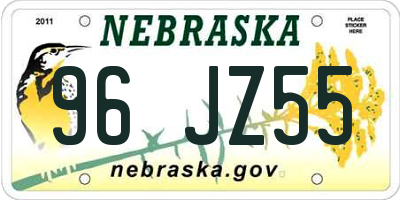 NE license plate 96JZ55