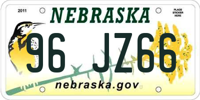 NE license plate 96JZ66