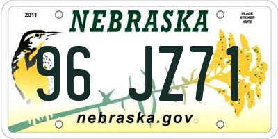 NE license plate 96JZ71
