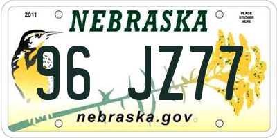 NE license plate 96JZ77