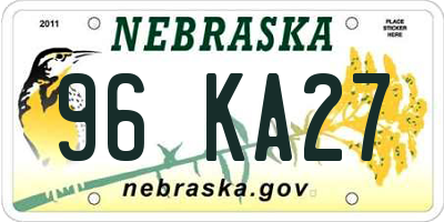 NE license plate 96KA27