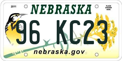 NE license plate 96KC23