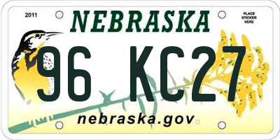 NE license plate 96KC27