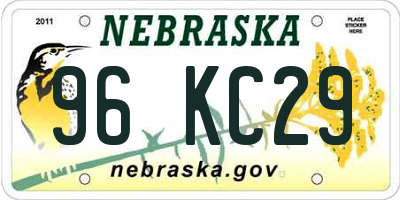 NE license plate 96KC29