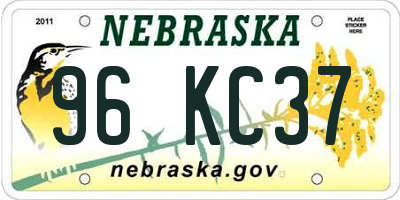 NE license plate 96KC37