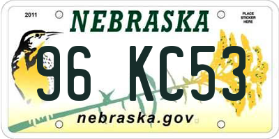 NE license plate 96KC53