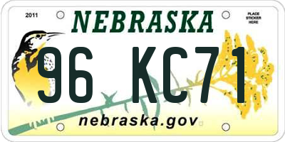 NE license plate 96KC71