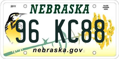 NE license plate 96KC88