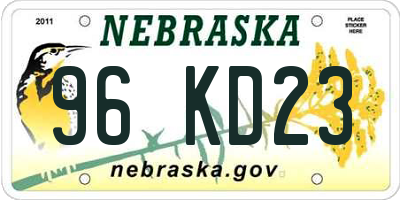 NE license plate 96KD23