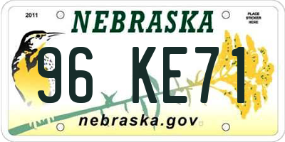 NE license plate 96KE71