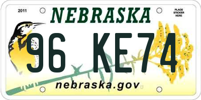 NE license plate 96KE74