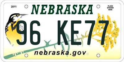 NE license plate 96KE77
